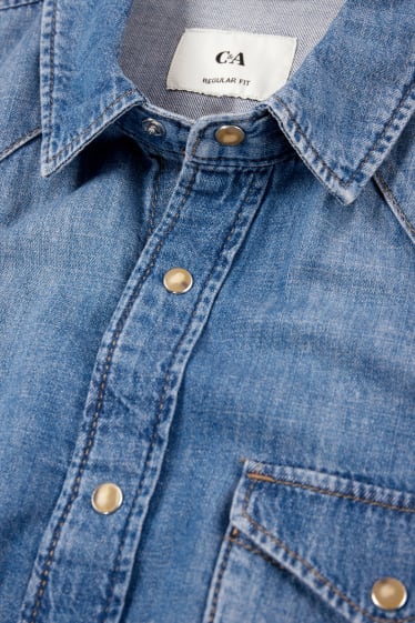 Bărbați - Cămașă din denim - regular fit - guler Kent - denim-albastru