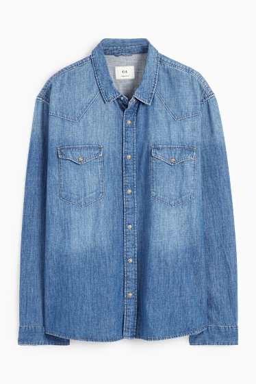 Bărbați - Cămașă din denim - regular fit - guler Kent - denim-albastru