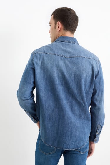 Bărbați - Cămașă din denim - regular fit - guler Kent - denim-albastru