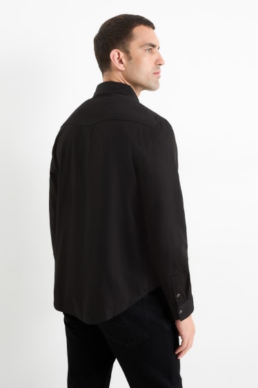 Bărbați - Cămașă - regular fit - guler Kent - negru