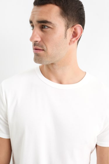 Bărbați - Tricou - slim fit - reiat fin - alb