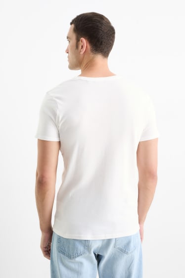 Bărbați - Tricou - slim fit - reiat fin - alb