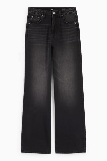 Dámské - Wide leg jeans - high waist - džíny - tmavošedé