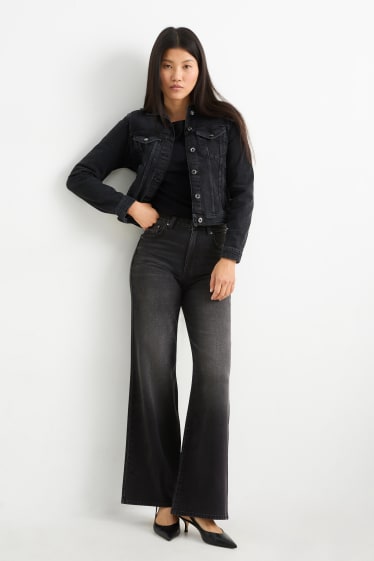 Dámské - Wide leg jeans - high waist - džíny - tmavošedé