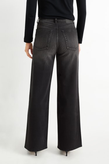 Dámské - Wide leg jeans - high waist - džíny - tmavošedé