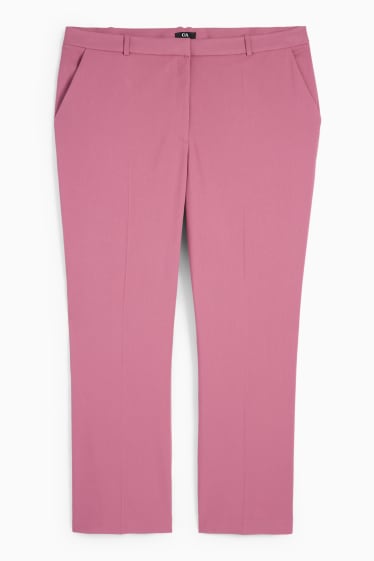Femei - Pantaloni de stofă - talie medie - straight fit - roz închis