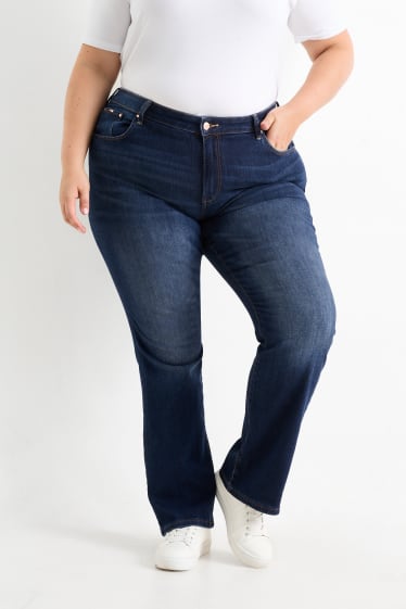 Femei - Bootcut jeans - talie medie - denim-albastru închis