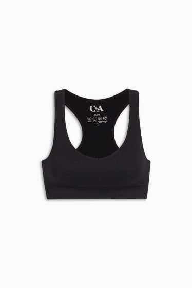 Women - Sports bra - padded - textured - UV protection - black