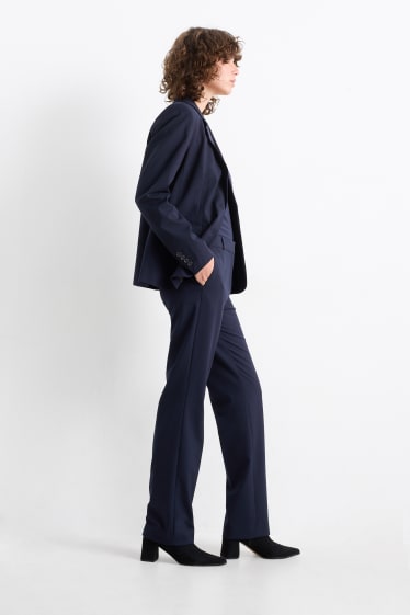 Femei - Pantaloni office - talie medie - straight fit - Mix & Match - albastru închis