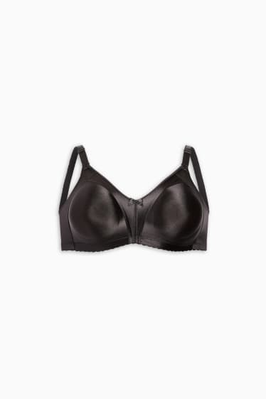 Femei - Sutien minimizer fără armătură - aspect lucios - negru