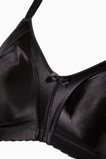 Femei - Sutien minimizer fără armătură - aspect lucios - negru
