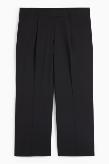 Femei - Pantaloni de stofă - talie înaltă - wide leg - negru