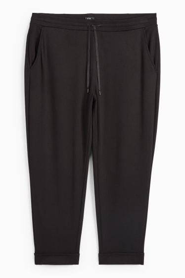 Femei - Pantaloni de stofă - talie medie - tapered fit - negru