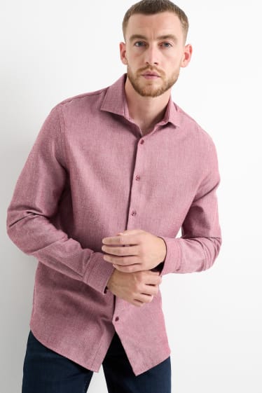 Herren - Hemd - Regular Fit - Cutaway - dunkelrot
