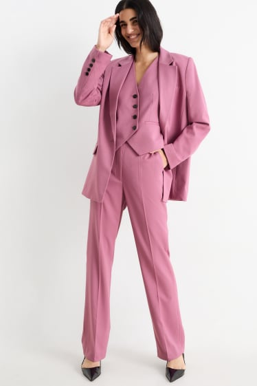 Femei - Pantaloni office - talie medie - straight fit - violet