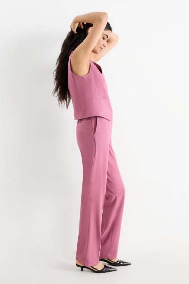 Femei - Pantaloni office - talie medie - straight fit - violet