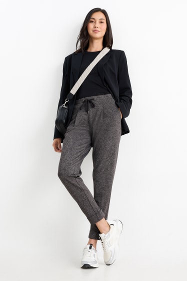Femei - Pantaloni de stofă - talie medie - tapered fit - gri închis