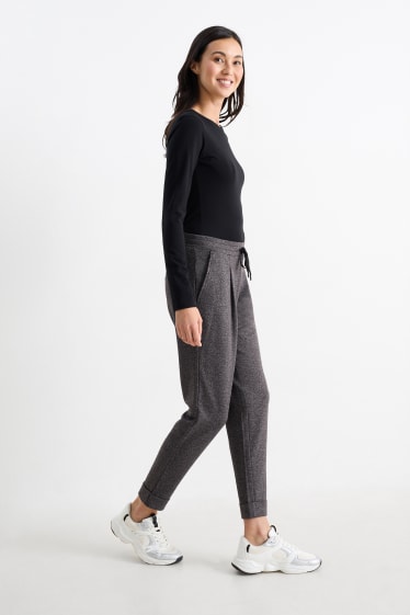 Femei - Pantaloni de stofă - talie medie - tapered fit - gri închis
