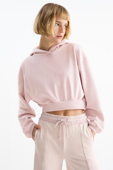 Femei - Hanorac crop - roz