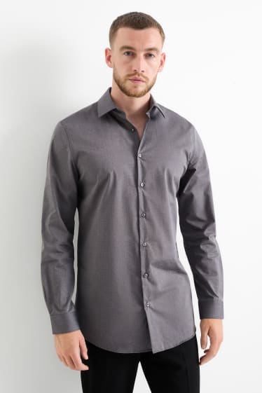 Home - Camisa - slim fit - Kent - fàcil de planxar - gris fosc