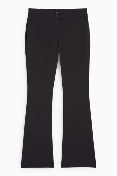 Dona - Pantalons de tela - mid waist - flared fit - negre