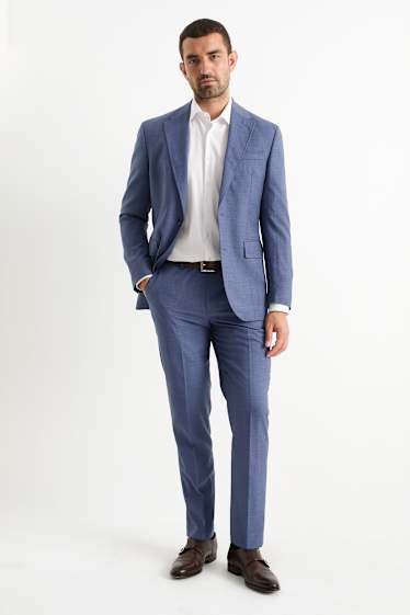Bărbați - Pantaloni modulari din lână - regular fit - cu model - albastru închis
