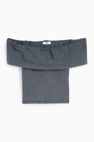 Damen - Crop T-Shirt - dunkelgrau