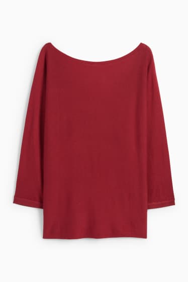 Femei - Pulover din tricot fin - vișiniu
