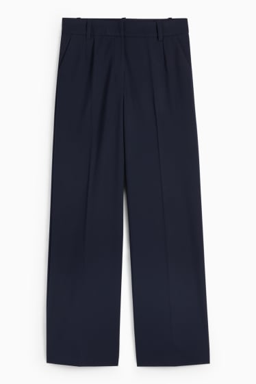 Femei - Pantaloni office - talie înaltă - wide leg - albastru închis