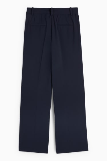 Femei - Pantaloni office - talie înaltă - wide leg - albastru închis
