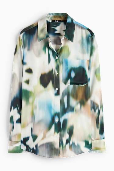 Dámské - Saténová halenka - se vzorem - barevná