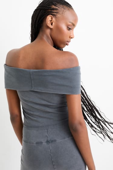 Damen - Crop T-Shirt - dunkelgrau