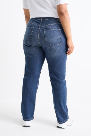 Femei - Straight jeans - talie medie - LYCRA® - denim-albastru închis