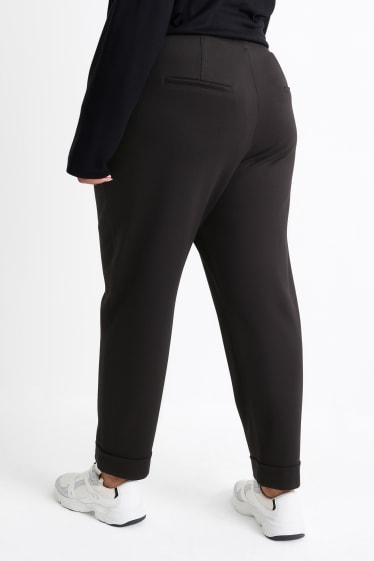 Femei - Pantaloni de stofă - talie medie - tapered fit - negru