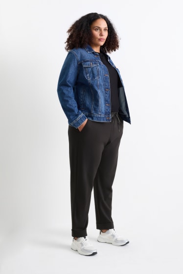 Femei - Pantaloni de stofă - talie medie - tapered fit - negru