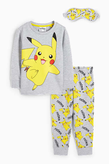 Copii - Băieți - Pokémon - set - pijama și mască de dormit - 3 piese - gri deschis