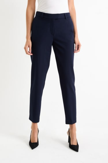 Femei - Pantaloni office - talie medie - slim fit - albastru închis
