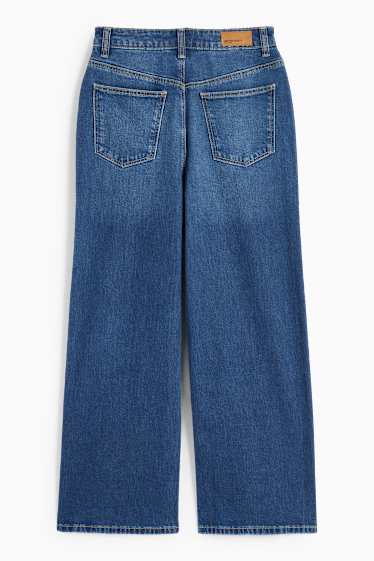 Copii - Fete - Inimă - wide leg jeans - denim-albastru