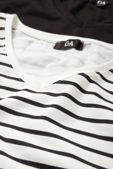 Femei - Multipack 2 buc. - tricou cu decolteu în V - LYCRA® - negru / alb