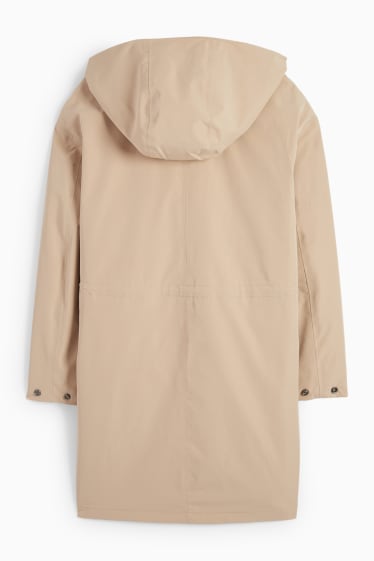 Damen - Regenjacke mit Kapuze - wasserdicht - beige