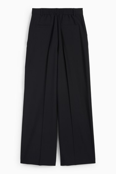 Femei - Pantaloni de stofă - talie înaltă - wide leg - negru