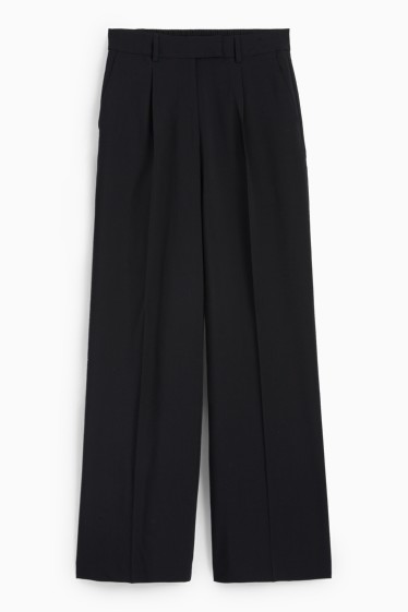 Femei - Pantaloni de stofă - talie înaltă - wide leg - negru
