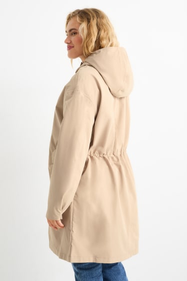 Damen - Regenjacke mit Kapuze - wasserdicht - beige