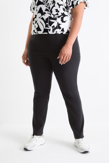 Femei - Pantaloni de stofă - talie înaltă - straight fit - LYCRA® - negru