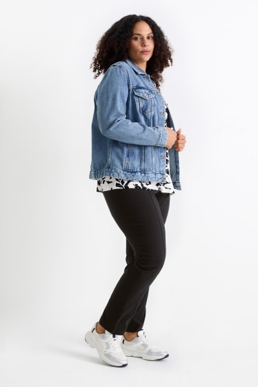 Femei - Pantaloni de stofă - talie înaltă - straight fit - LYCRA® - negru