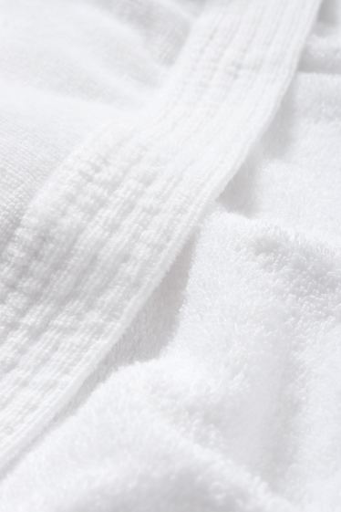Femei - Halat de baie din tricot plușat, cu glugă - alb