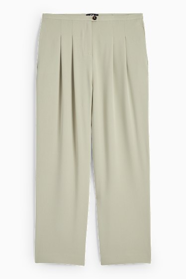 Femei - Pantaloni de stofă - talie înaltă - tapered fit - verde deschis