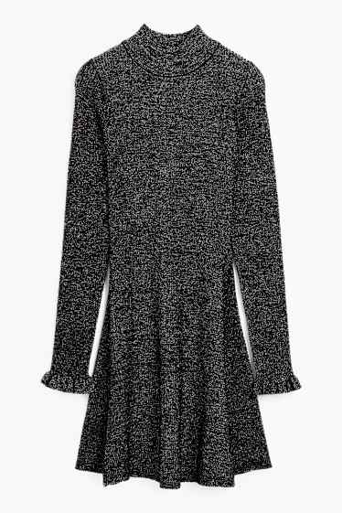 Copii - Fete - Rochie tricotată - aspect lucios - negru