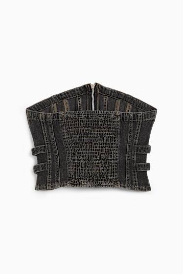 Femei - Corset din denim - denim-gri închis