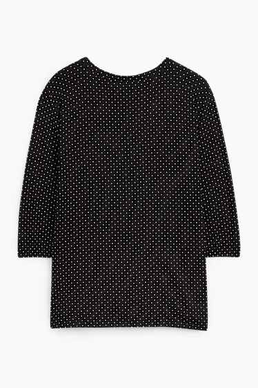 Femei - Tricou cu mânecă lungă - cu buline - negru